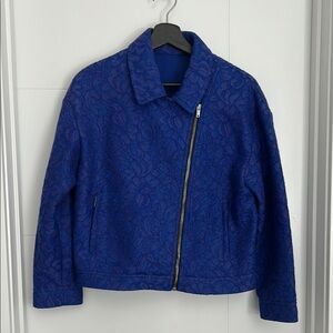 MSGM RTW Blue Lace Motorcycle Jacket
